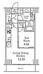 レジディア千駄木 3階1LDKの間取り