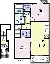 ルーブル 2LDKの間取図画像