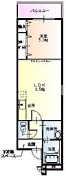ラフィーネオカモト 1LDKの間取図画像