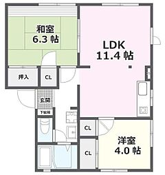 ビレッジ 2LDKの間取図画像