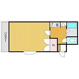 クラージュ舞鶴 1Kの間取図画像