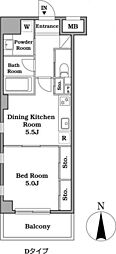 レジディア武蔵小杉 1DKの間取図画像