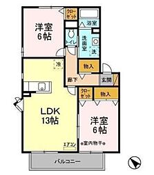 メイプルハウスC-3 2LDKの間取図画像