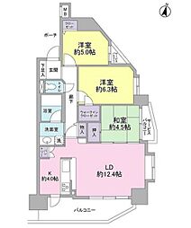 グランカーサ新小岩 3LDKの間取図画像
