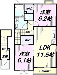 サンライズ5番館 2LDKの間取図画像