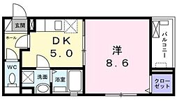 ルミエール 1DKの間取図画像