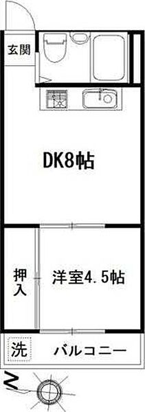 田園ハイツ藤が丘 202｜神奈川県横浜市青葉区藤が丘２丁目(賃貸マンション1DK・2階・29.72㎡)の写真 その2