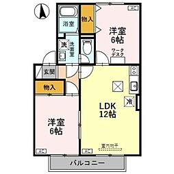 シャンドフルールA 2LDKの間取図画像