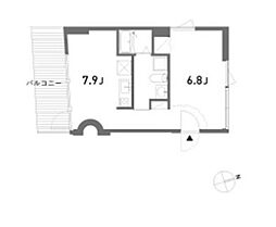 奥浅草ハイブリッド 1DKの間取図画像