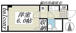 リッツハウス 1Kの間取図画像