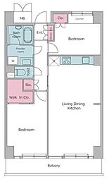 レジディア芝浦 2LDKの間取図画像
