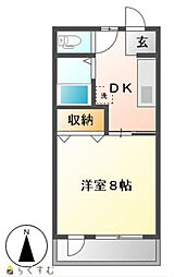 第2ハイツ希望 1Kの間取図画像
