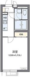 クレイノシャイン 2階1Kの間取り