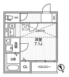 Ts Cuore 調布(ティーズクオーレ) ワンルームの間取図画像