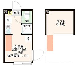 ハーモニーテラス上板橋2 ワンルームの間取図画像