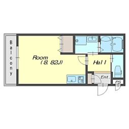 神戸市西神・山手線 妙法寺駅 徒歩6分の賃貸アパート 2階ワンルームの間取り