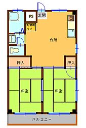 小久保ビル 2DKの間取図画像