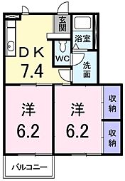 ハイツ・友舞5 2DKの間取図画像
