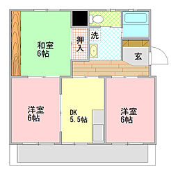 嘉悦マンション 3DKの間取図画像