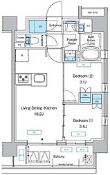 プレディアコート三軒茶屋 2LDKの間取図画像