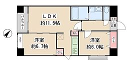新川KSマンション 2LDKの間取図画像
