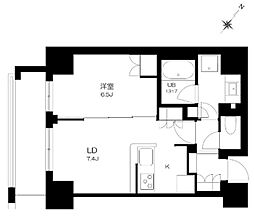 プライマル勝どき 10階1LDKの間取り