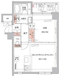 ハーモニーレジデンス東京イーストコア 1LDKの間取図画像