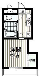 サンスリーマンション 1階1Kの間取り