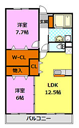 サンリット萩山公園 2LDKの間取図画像