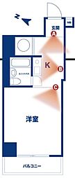 東海西神田マンション 6階ワンルームの間取り