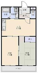 サンハウス東林間 2DKの間取図画像