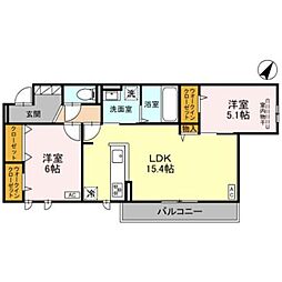 East Hills 2LDKの間取図画像