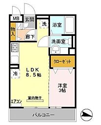 クレセントコートKay 1LDKの間取図画像