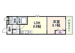 エクセル百舌鳥 1LDKの間取図画像