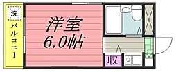 ジュネパレス柏第28 ワンルームの間取図画像