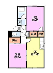 ハイツコンチェルトB 2DKの間取図画像