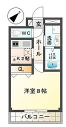 りんくうヴェルジェ 1Kの間取図画像
