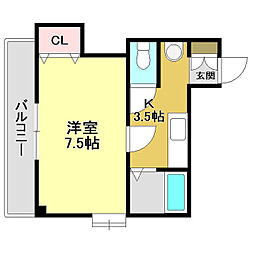 ハイツボンエルフ 1Kの間取図画像