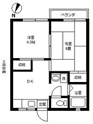 サンウエスト 2Kの間取図画像