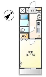 サンクロスロード 1Kの間取図画像