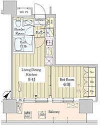 ユニゾンタワー東中野 1LDKの間取図画像