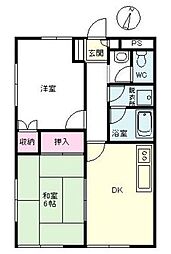 エスポワール湘南B 2DKの間取図画像