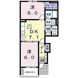 キャンディッド 2DKの間取図画像