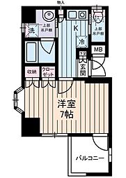 西川ビル 7階1Kの間取り