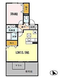 K,ウェル2 1LDKの間取図画像