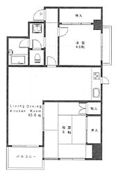 田戸ガードンツリー 4階2LDKの間取り