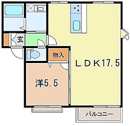 フレグランスおおかわB 1LDKの間取図画像