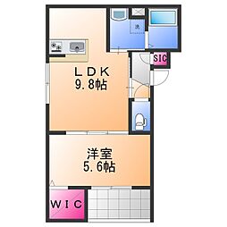 Raffine貝塚 1LDKの間取図画像