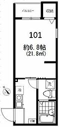 フォセット松戸・上本郷 1Kの間取図画像