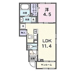 カーサ・ルナ 1LDKの間取図画像